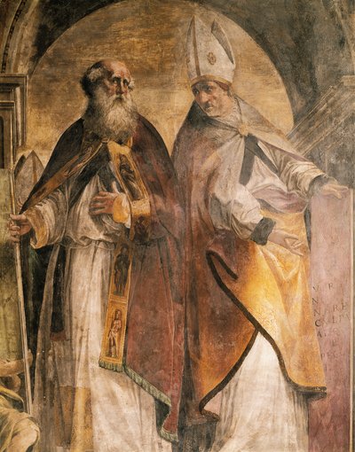 Anthony ja Cirillo, yksityiskohta Fathers and Doctors of Churchista tekijältä Michelangelo Anselmi