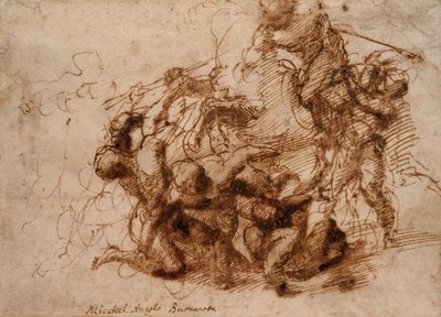Taistelukohtaus, 1500-luvun alku. tekijältä Michelangelo Buonarroti