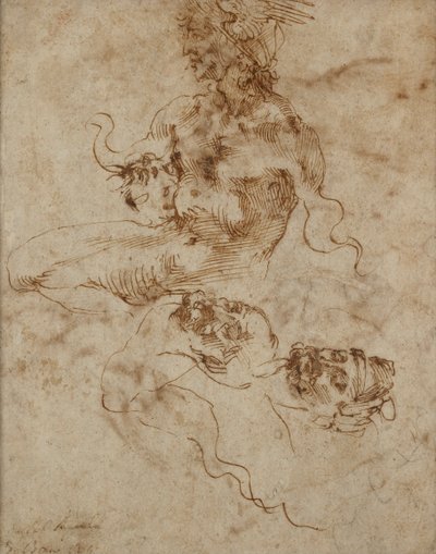 Tritonia muistuttava figuuri, c1490-1560 tekijältä Michelangelo Buonarroti
