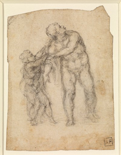 Aeneas ja lapsi (recto) (kynä paperille) [katso 5934523] tekijältä Michelangelo Buonarroti