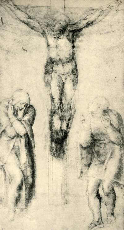 Kristus ristillä Neitsyen ja Johanneksen välillä, c1560-1564, 1943. tekijältä Michelangelo Buonarroti