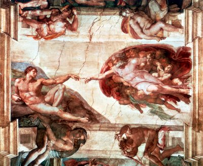 "Aadamin luominen", 1508-1512 tekijältä Michelangelo Buonarroti