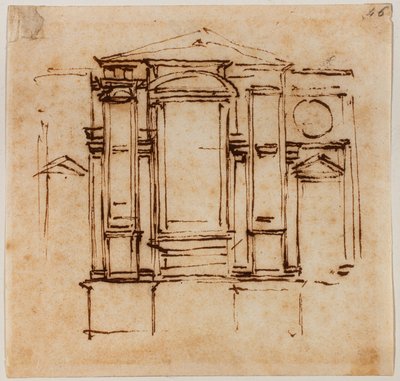 Suunnitelma San Lorenzon kuoron Medici-pappien seinähautoja varten. tekijältä Michelangelo Buonarroti