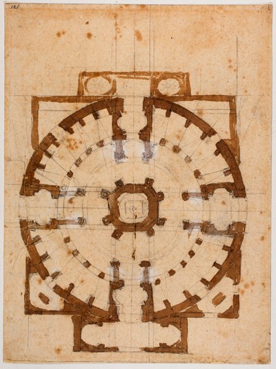 San Giovanni dei Fiorentinin pohjapiirros tekijältä Michelangelo Buonarroti