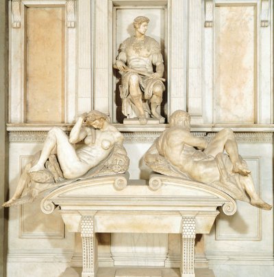 Italia, Firenze, Medicin uusi sakristi San Lorenzon basilikan kappeli Firenzessä (UNESCOn maailmanperintökohde tekijältä Michelangelo Buonarroti