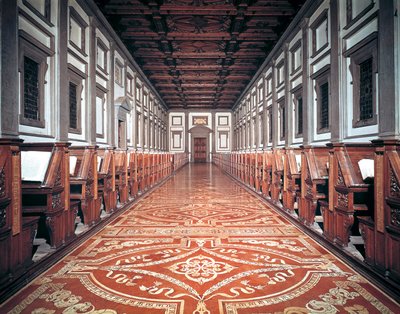 Laurentian Library Hall, arkkitehti Michelangelo (1475-1564), Firenze, Italia tekijältä Michelangelo Buonarroti