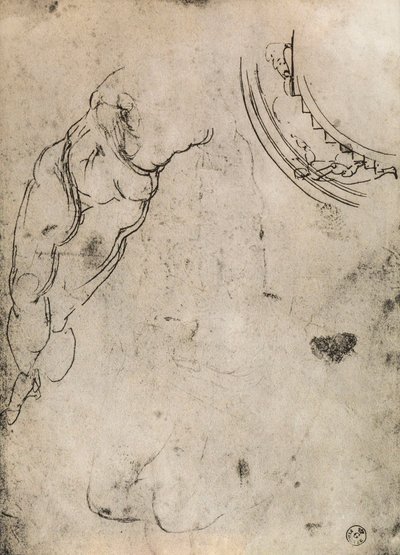 Miesten jalat, Michelangelon tutkimus. Piirustus- ja grafiikkakaappi, Uffizi-galleria, Firenze tekijältä Michelangelo Buonarroti