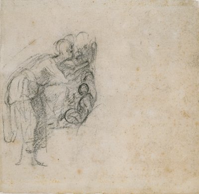 Sivu luonnoskirjasta: Nainen mustassa, c1490-1560 tekijältä Michelangelo Buonarroti