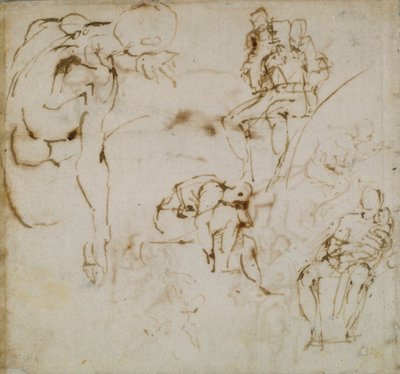 Sivu luonnoskirjasta, c1490-1560 tekijältä Michelangelo Buonarroti