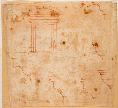 Portaalien ja arkkitehtonisten listojen suunnitelmat tekijältä Michelangelo Buonarroti