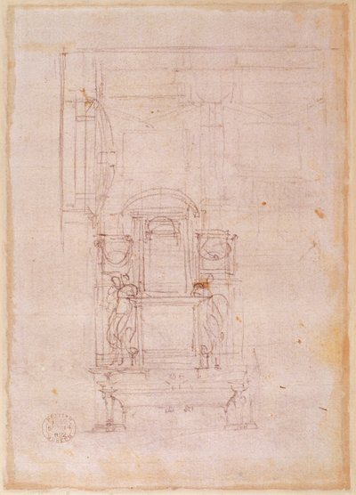 Valmisteleva piirustus paavi Julius II:n haudalle tekijältä Michelangelo Buonarroti