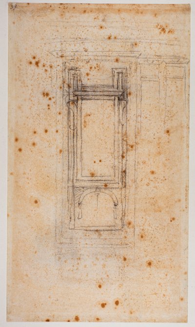 Ikkunaprojekti ja tutkimuksia Laurentian reseptia varten, 1500-luku (piirustus). tekijältä Michelangelo Buonarroti