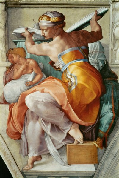 Profeetat ja sibylit: Libyan Sibyl Sikstuksen kappelin katto Vatikaanissa, 1508-1512. tekijältä Michelangelo Buonarroti