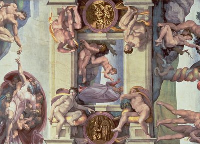 Sikstuksen kappelin katto (1508-12): Eevan luominen tekijältä Michelangelo Buonarroti