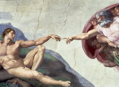 Sikstuksen kappelin katto: 1510 fresko restauroinnin jälkeen. tekijältä Michelangelo Buonarroti