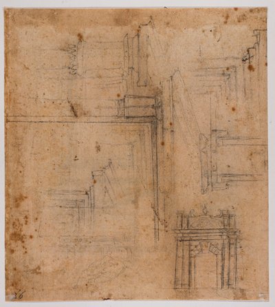 Ovien ja ikkunoiden luonnokset tekijältä Michelangelo Buonarroti