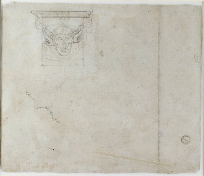 Arkkitehtonisten yksityiskohtien ja groteskin naamion tutkimukset, c1490-1560 tekijältä Michelangelo Buonarroti