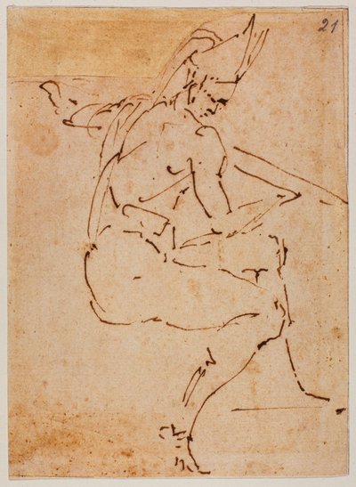 Tutkimus istuvaa hahmoa varten tekijältä Michelangelo Buonarroti