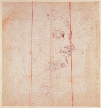 Tutkimus Libyan Sibylin päällikölle (musta liitu paperille) (käänteinen) tekijältä Michelangelo Buonarroti