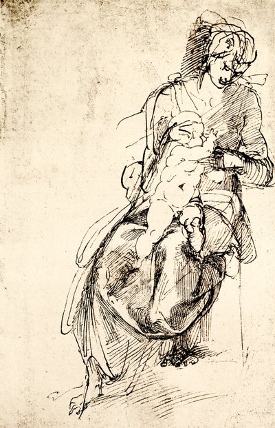 Tutkimus Madonna-patsaaseen Medicin kappelissa Florencessa. tekijältä Michelangelo Buonarroti