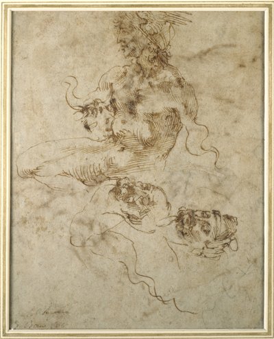 Tutkimus nuoresta miehestä, joka istuu, vuoden 15012 jälkeen tekijältä Michelangelo Buonarroti