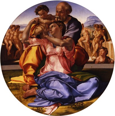 Pyhä perhe Doni Tondo tekijältä Michelangelo Buonarroti