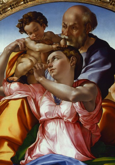 Michelangelo Buonarrotin (1475-1564) Pyhä perhe, paneelin tempera, 91x80 cm tekijältä Michelangelo Buonarroti