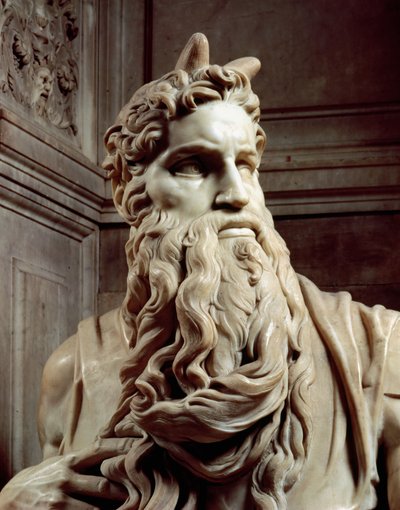 Paavi Julius II:n hauta 1453-1513 Mooseksen pään yksityiskohta, 1513-16 marmori tekijältä Michelangelo Buonarroti