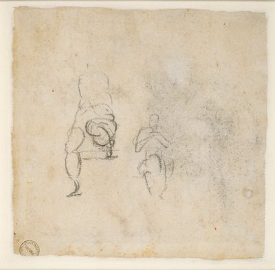 Kaksi hyvin pientä luonnosta istuvista hahmoista, c1490-1560 tekijältä Michelangelo Buonarroti