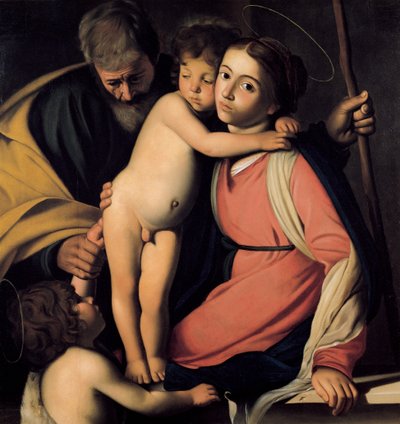 Pyhä perhe ja Johannes Kastaja poikana, 1600-luvun alku. tekijältä Michelangelo Merisi Caravaggio