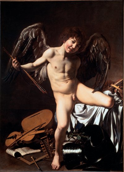 Amor vincit omnia (kutsutaan Voittaja Cupidoksi tai Rakkaus Voittaja tai Maallinen rakkaus) (maalaus tekijältä Michelangelo Merisi da Caravaggio