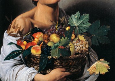 Poika hedelmäkorin kanssa, yksityiskohta tekijältä Michelangelo Merisi da Caravaggio
