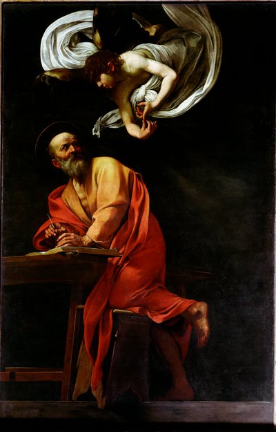 Saint Mathieu ja enkeli (maalaus tekijältä Michelangelo Merisi da Caravaggio