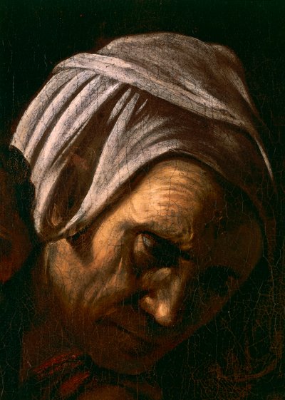 Salome vastaanottaa Pyhän Johannes Kastajan pään, yksityiskohta 1607-10 (öljy & tempera kankaalle) tekijältä Michelangelo Merisi da Caravaggio