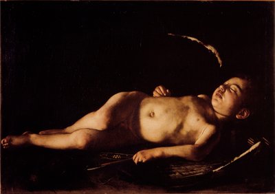 Michelangelo Merisin Sleeping Love Painting Caravaggio tai il Caravaggio (1571-1610) 1608 Su. 71x105 cm Firenze, Palazzo Pitti, Galleria Palatina tekijältä Michelangelo Merisi da Caravaggio