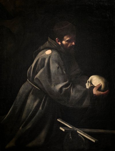 Pyhä Franciscus meditaatiossa, n. 1606 (öljy kankaalle) tekijältä Michelangelo Merisi da Caravaggio
