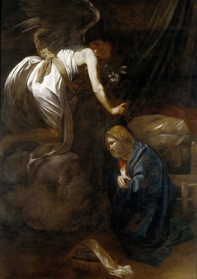 Marian ilmestys, n. 1608-1610 (öljy kankaalle) tekijältä Michelangelo Merisi da Caravaggio