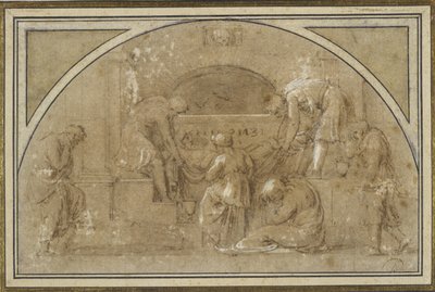 The Tombment (muste & pesu, guassi paperille) tekijältä Michelangelo Merisi da Caravaggio