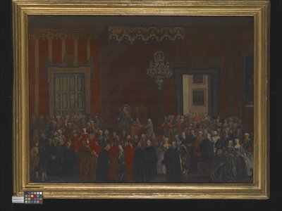 Siviiliseremonia Ferdinand IV:n noustessa Napolin valtaistuimelle vuonna 1759, noin 1780 (öljy kankaalle) tekijältä Michele Foschini