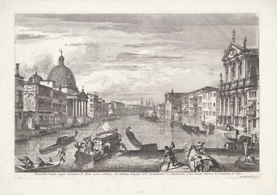 Venetsian Grand Canal Coenobium D:n suuren kanavan esite: selkeät viivat (...) (otsikko esineessä) Gezichten op Venetië (sarjan nimi) Upeat ja valikoidut näkymät Venetsian kaupunkiin (sarjan nimi) tekijältä Michele Marieschi