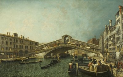 Rialton silta, Venetsia, n. 1740 (öljy kankaalle) tekijältä Michele Marieschi