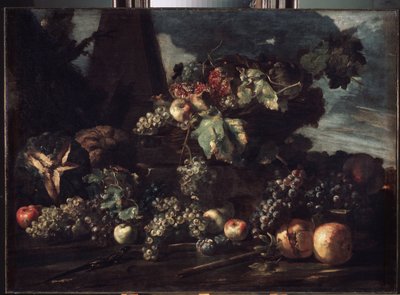"Asetelma viinirypäleillä" Michelangelo Pace da Campidoglion (1610-1670) maalaus 1650-1660 Mitat 98x134 cm Eremitaaši, Pietari tekijältä Michele Pace del Campidoglio