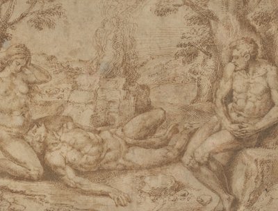 Adam ja Eeva surevat Abelin kuolemaa, n. 1576. tekijältä Michiel Coxie