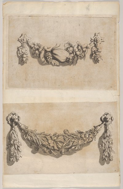 Suunnitelma Garlandille teoksesta "Various New Festoons, Part II" Verscheide Nieuwe Festonnen, tw..., 1694. tekijältä Michiel Mosyn