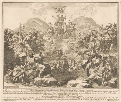 Seconda Macchina Kiinalle 1738: Bacchuksen ja Ceresin voitto tekijältä Miguel de Sorellò, after Carl Marcus Tuscher