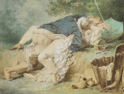 Rakastajat puistossa, 1865 tekijältä Mihaly von Zichy