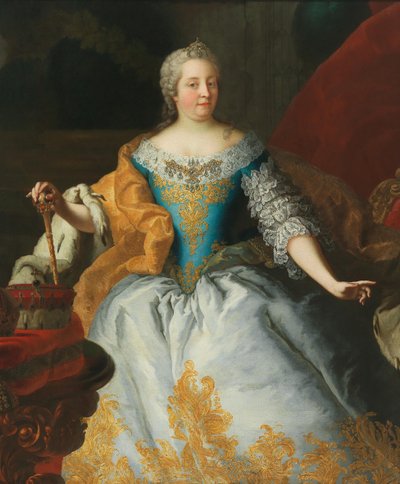 Muotokuva keisarinna Maria Theresiasta, Unkarin ja Böömin kuningattaresta, Böömin kruunulla. tekijältä Mijtens