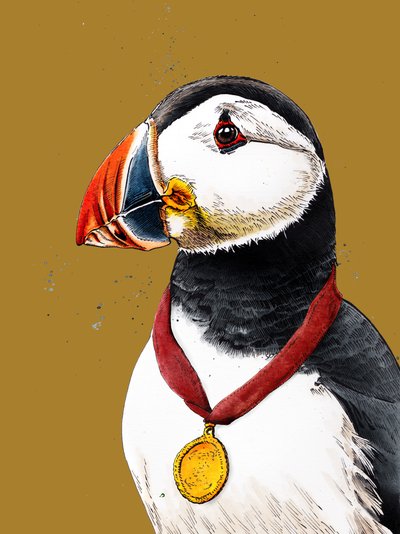 Onnittelut Puffinille Golden Yellowista, 2020 tekijältä Mike Davis