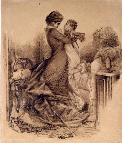 Anna Karenina avec son fils - Kuvitus Leon Tolstoin romaaniin "Anna Karenina" tekijältä Mikhail Aleksandrovich Vrubel