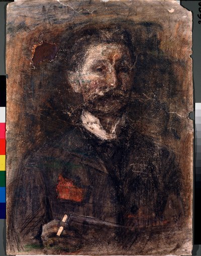 Omamuotokuva (omakuva) - Mihail Aleksandrovich Vrubelin (Vrubel) (1856-1910) työ, hiili, pastelli ja sangviini pahville tekijältä Mikhail Aleksandrovich Vrubel